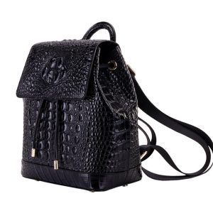 crocodile leather school bag personalized women backpack
