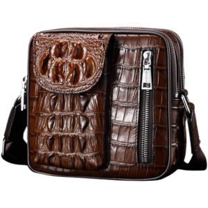 crocodile leather men shoulder bag messenger bag crossbody bag chest bag