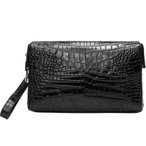 crocodile belly leather men's bag code lock business clutch bag
