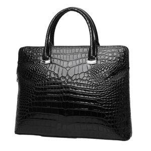 crocodile belly leather men's business briefcase combination lock