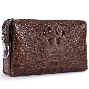 crocodile leather purse men's combination lock business clutch bag