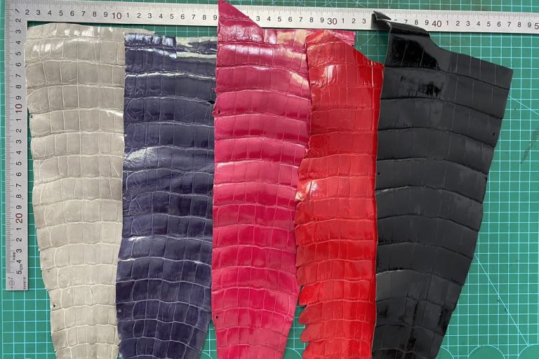 High-gloss Nile crocodile tail strap card holder scrap leather