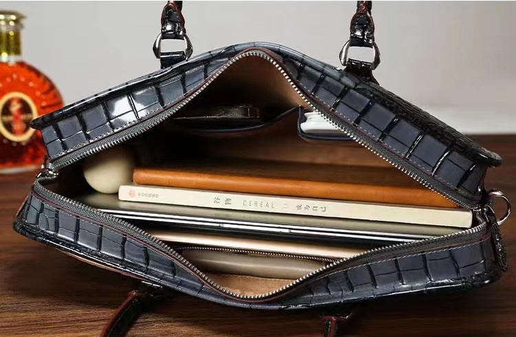 crocodile leather men's bag large capacity business casual shoulder crossbody portable briefcase