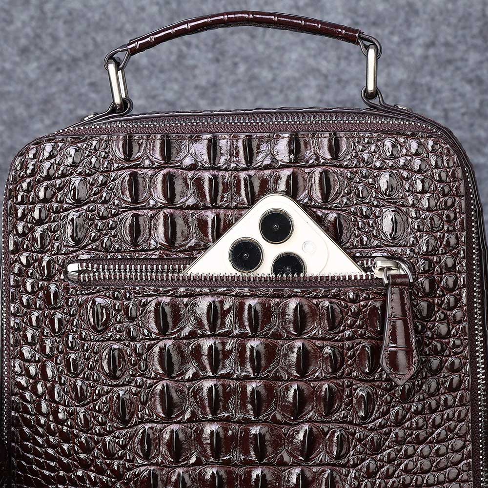 crossbody bag croc leather men's bag new business zipper shoulder handbag